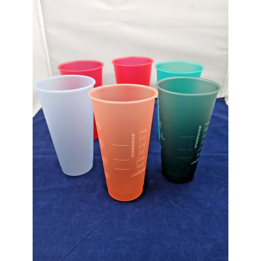 Starbucks Barista Measuring Cups Set of 6 Tall 16 oz Plastic Coffee Shop Supply